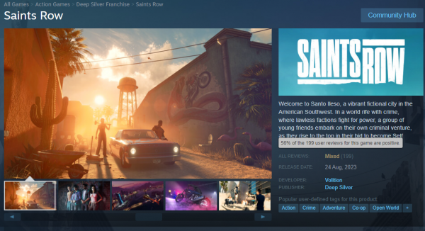 
                Перезапуск Saints Row добрался до Steam и получил «смешанные отзывы» даже несмотря на жирную скидку
            