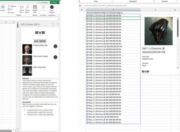 В Eve Online начинается закрытое тестирование интеграции Microsoft Excel